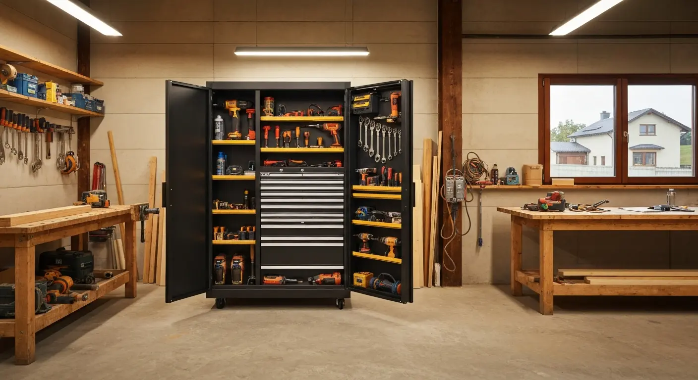 Freestanding tool storage cabinet
