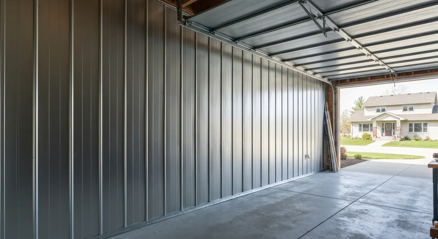 Garage insulation with tin wall paneling