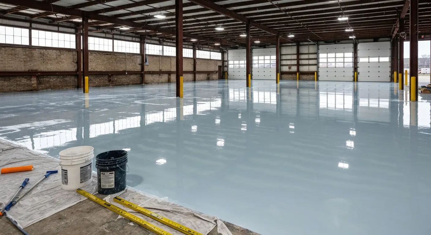 Polyaspartic coating on commercial floor