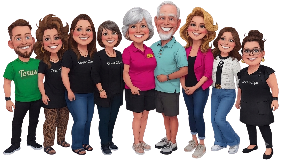Group Caricature image of You Sit We Clip