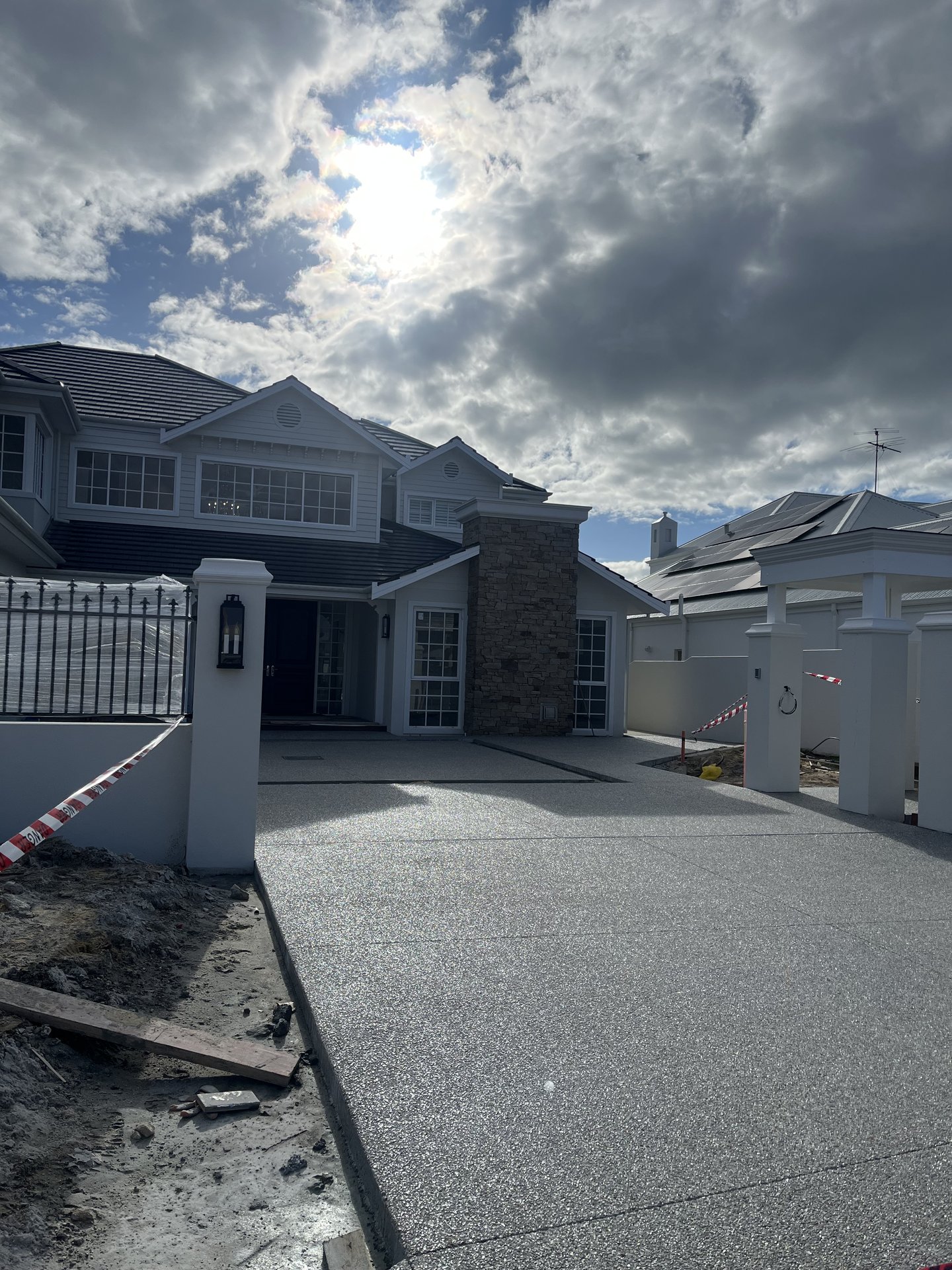 New residential driveway installation