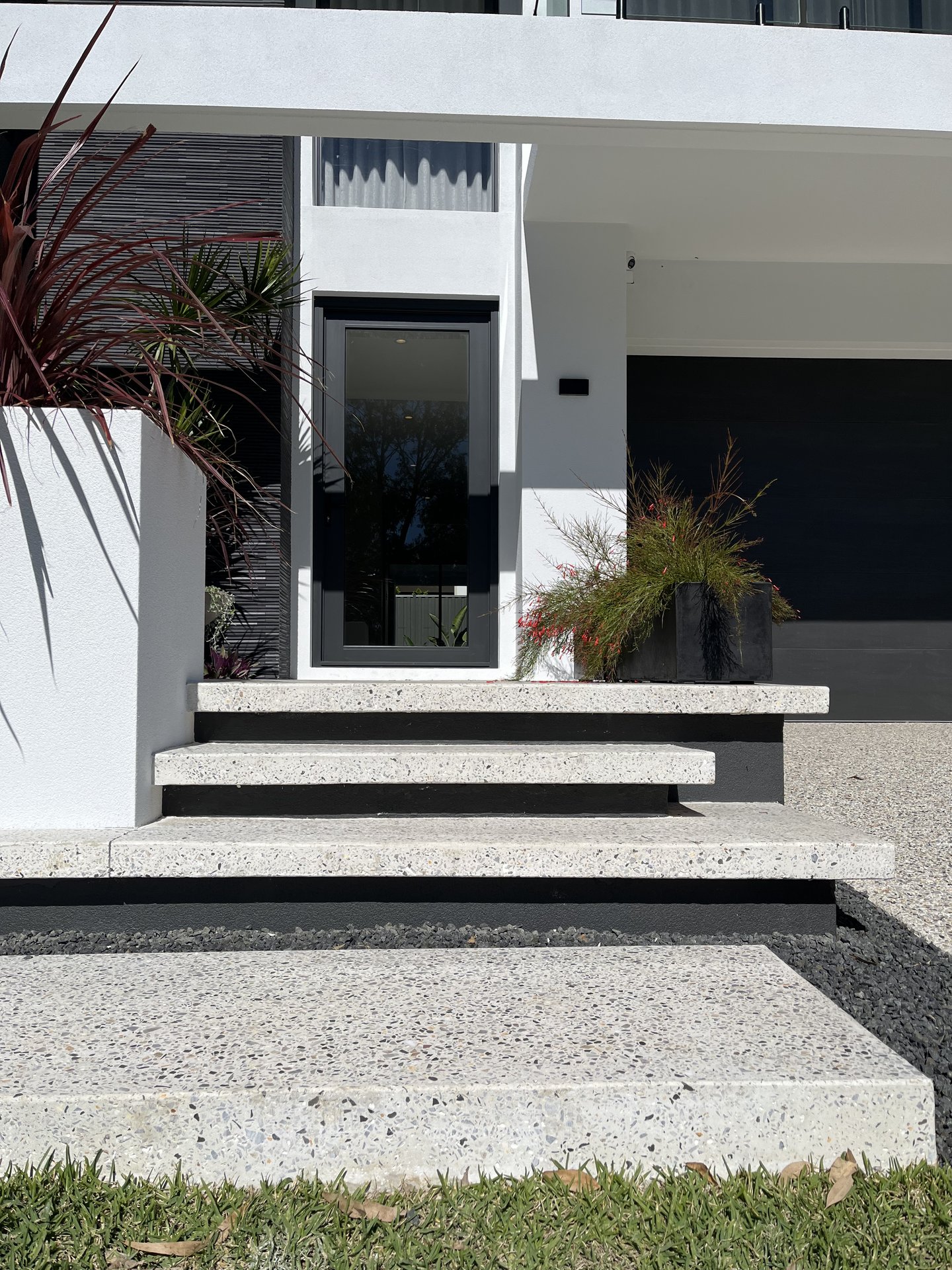 Aggregate concrete entrance and steps
