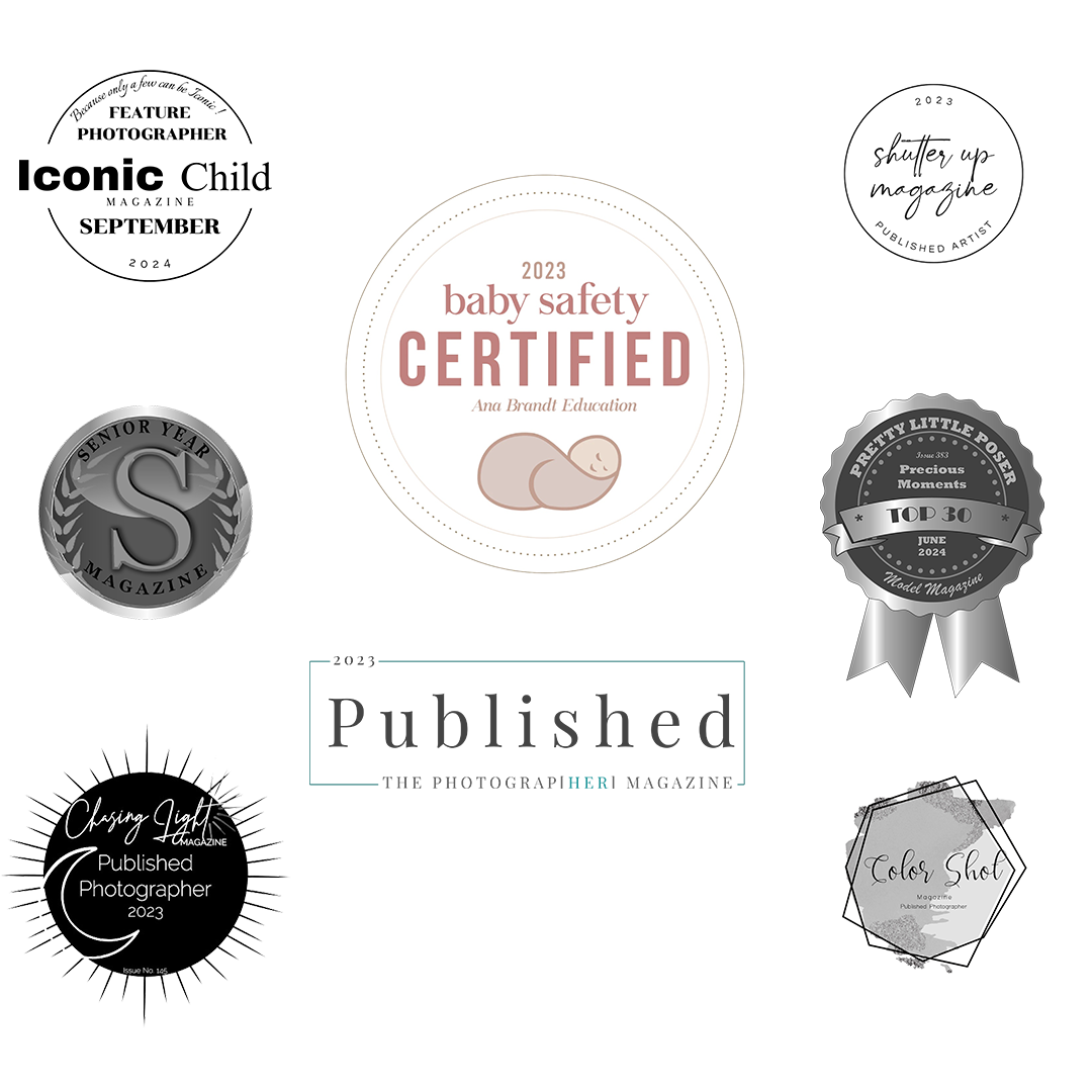 A collage of the awards Justine Rene Photography has won as a Chesapeake Photographer.
