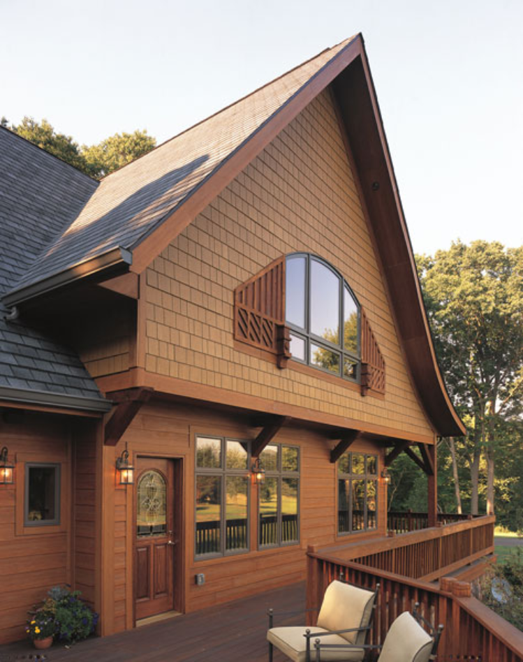 Wood siding exterior home design in Moline Illinois