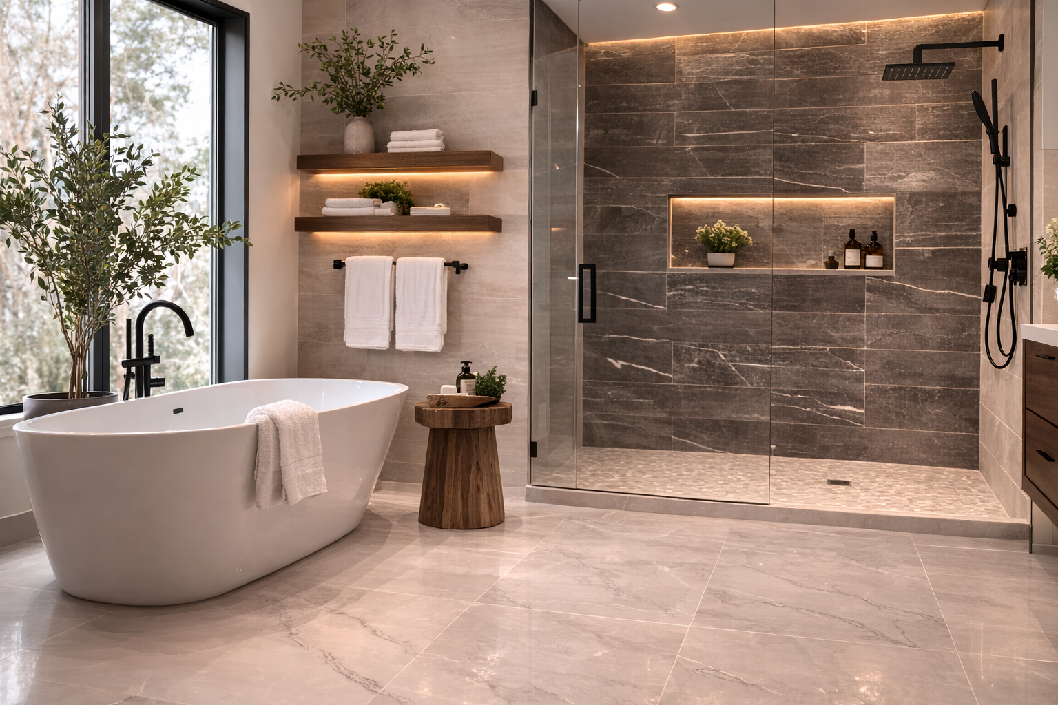 Bathroom tile flooring installation in Sherrard Illinois