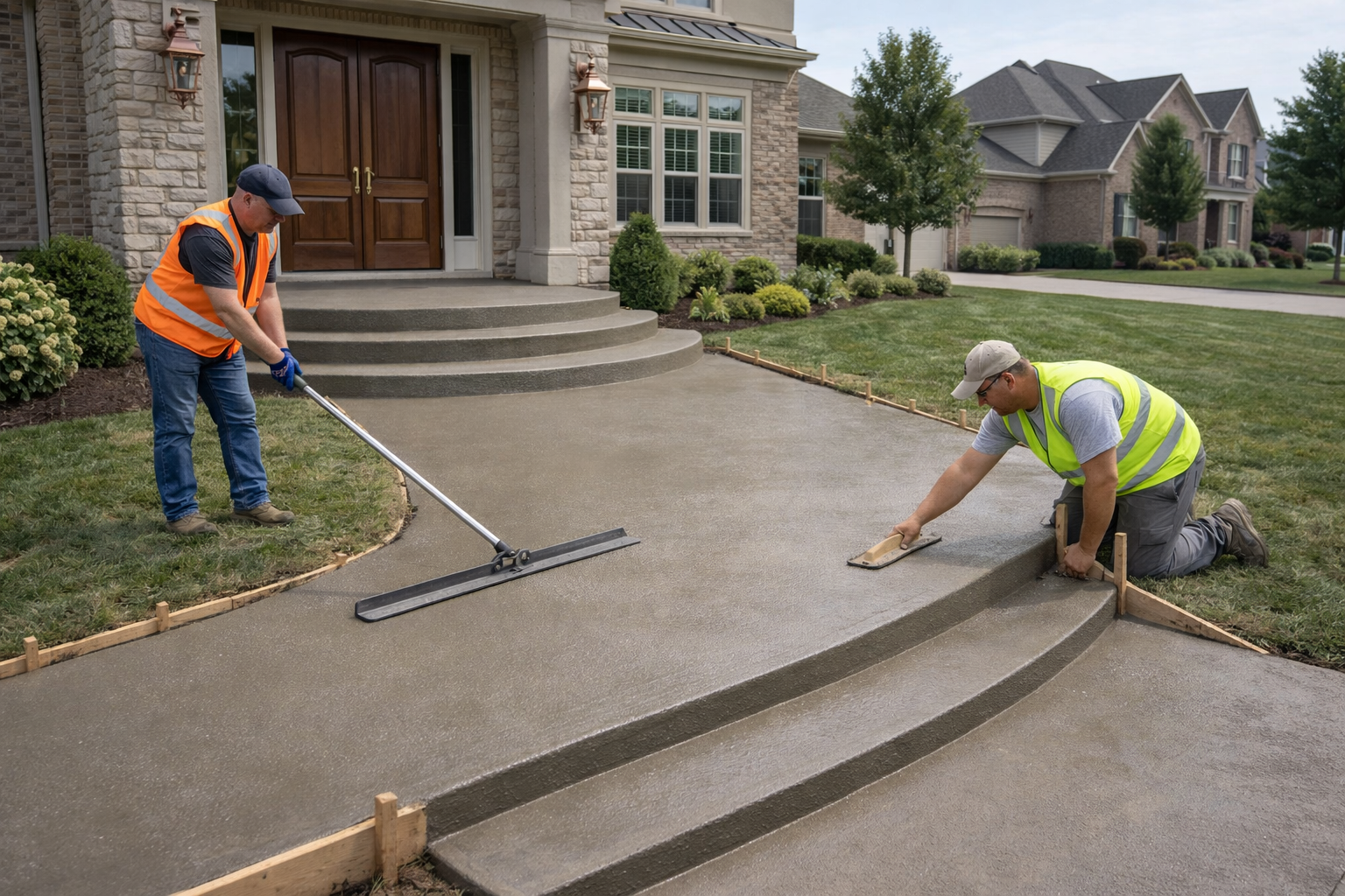 Front entry concrete improvement for a home in Rock Island Illinois