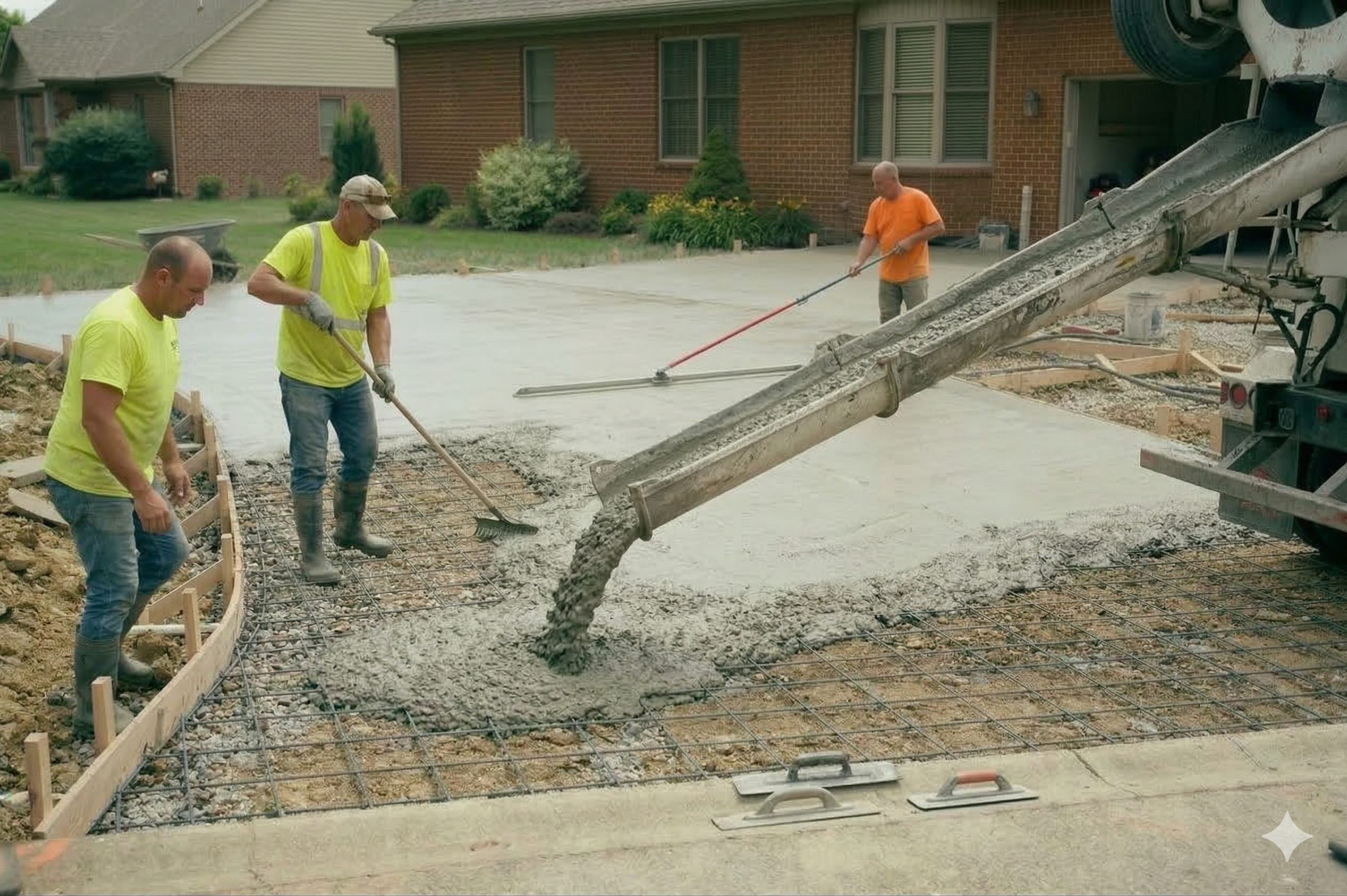 Concrete driveway installation for a home in Rock Island Illinois