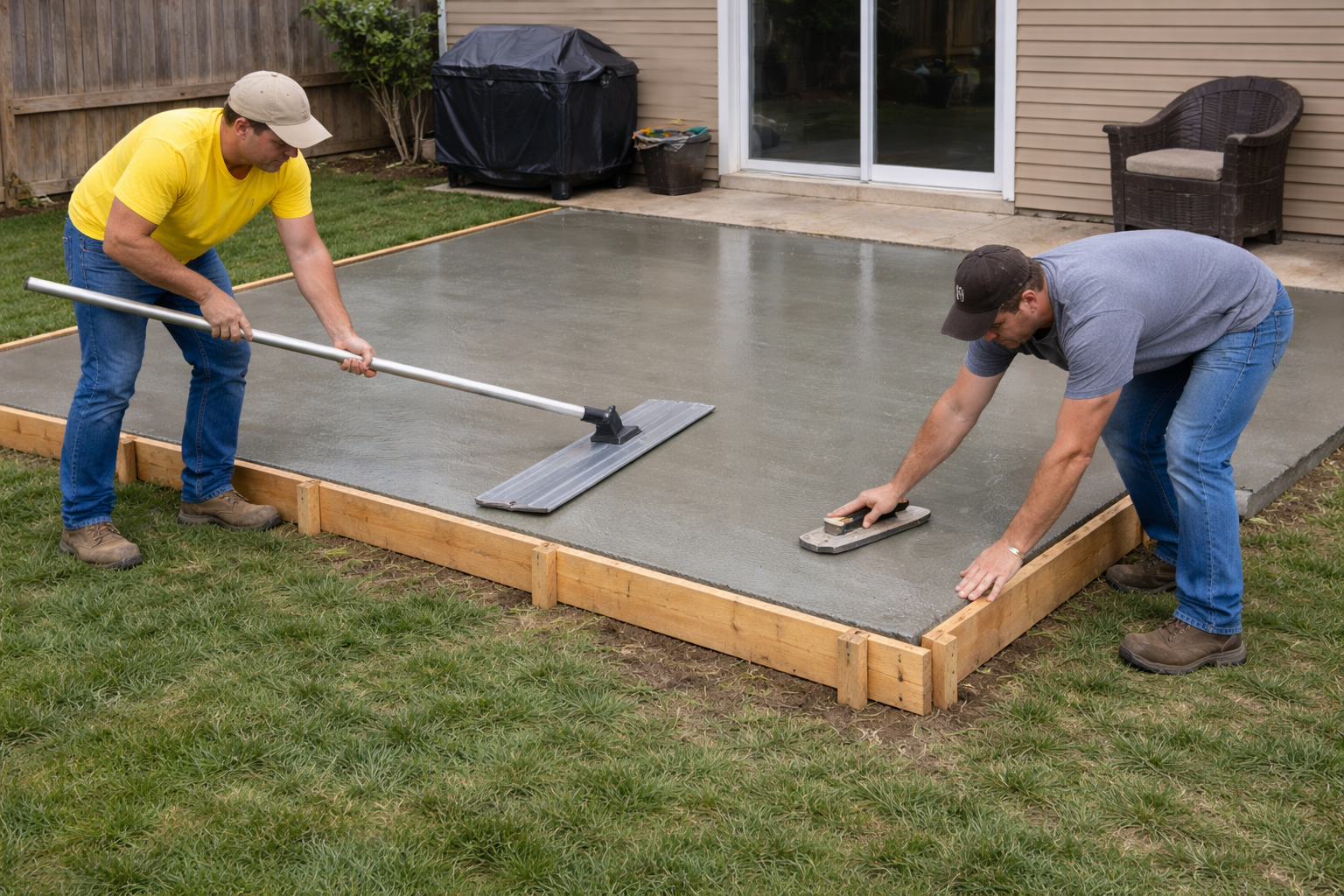 Concrete patio installation for a home in Rock Island Illinois