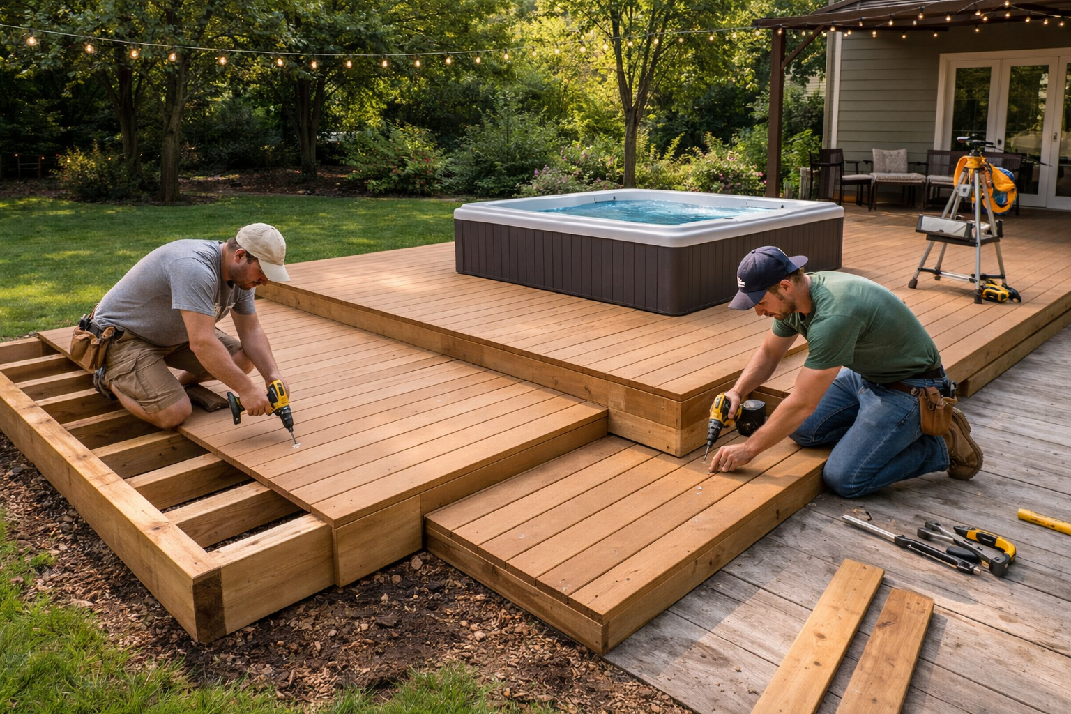 Deck expansion and layout improvements for a home in Le Claire Iowa