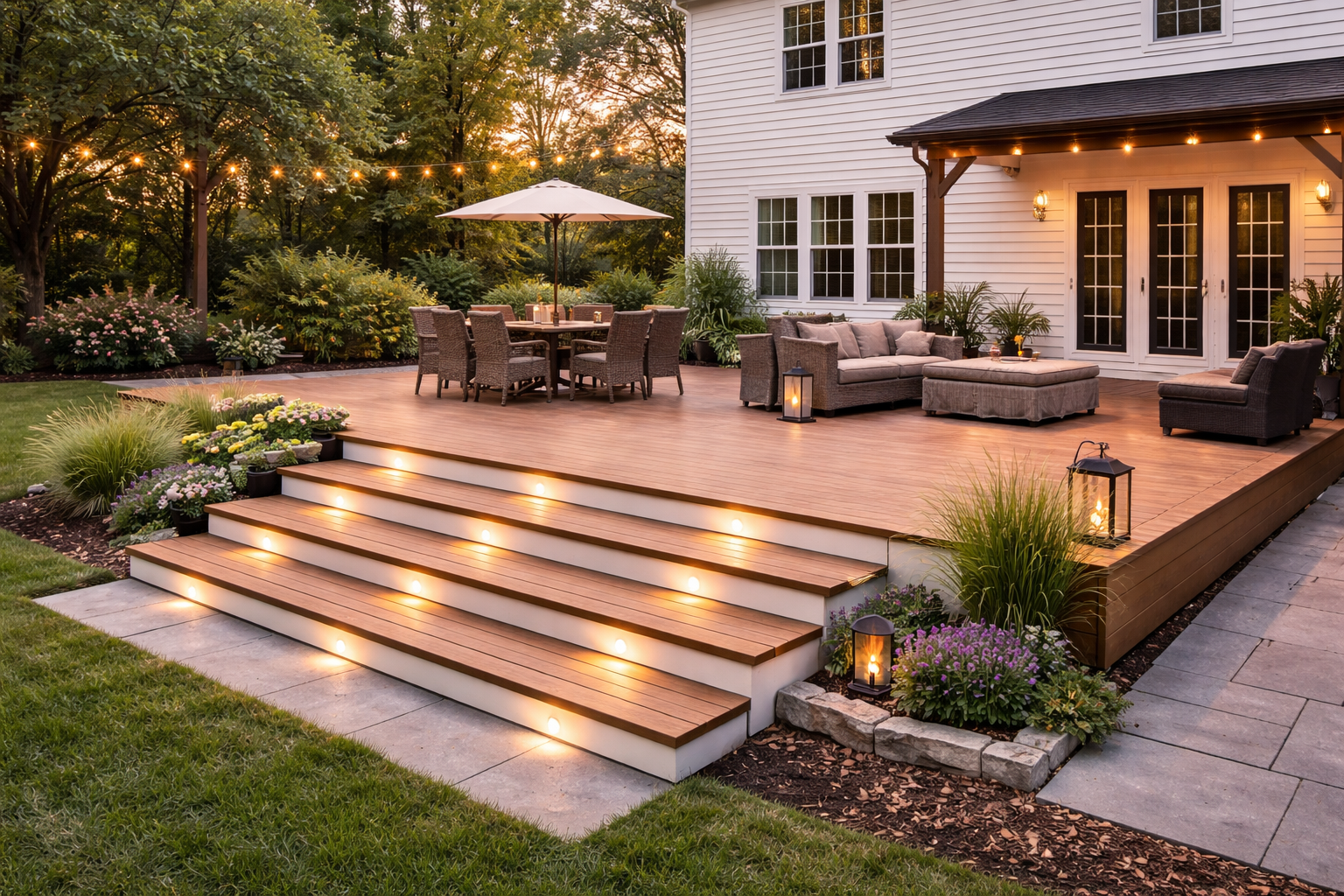 Deck steps and access improvements for a home in Le Claire Iowa