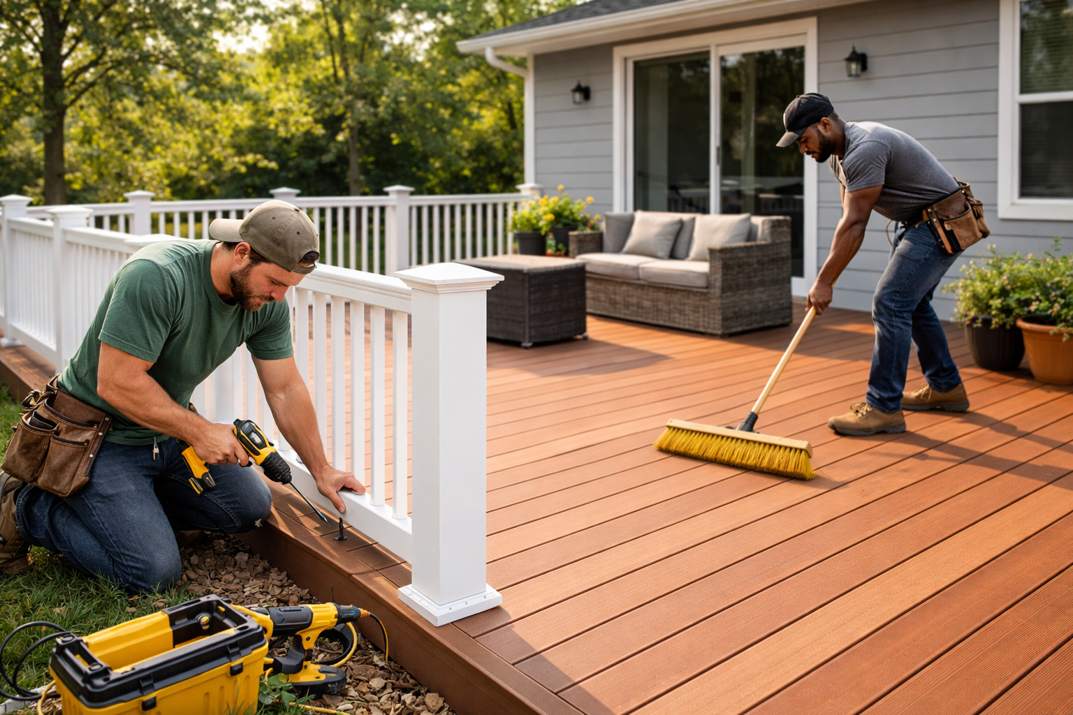New custom deck installation for a home in Le Claire Iowa