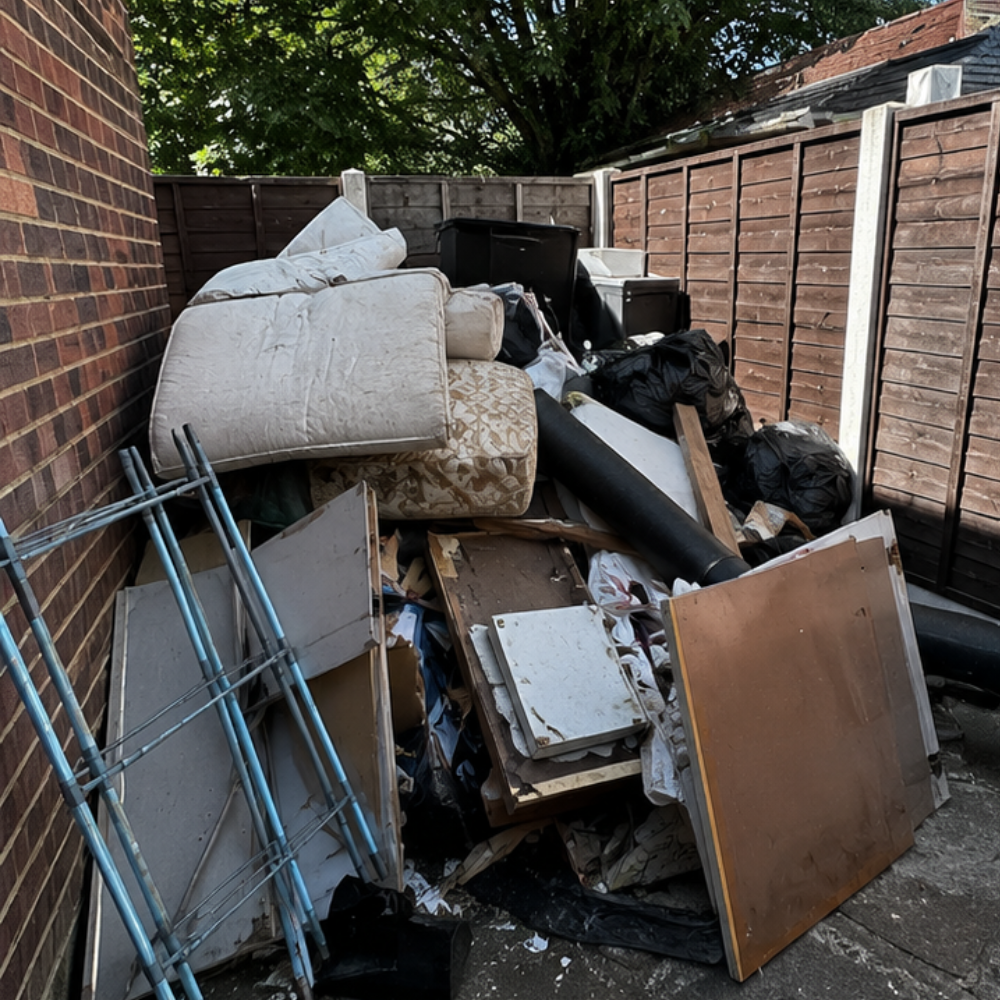 Garden before rubbish clearance
