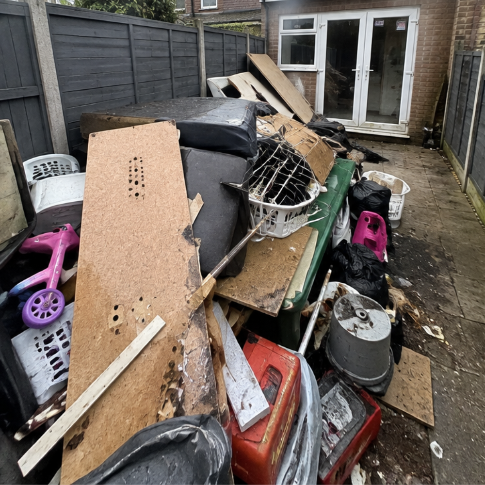 Garden before rubbish clearance