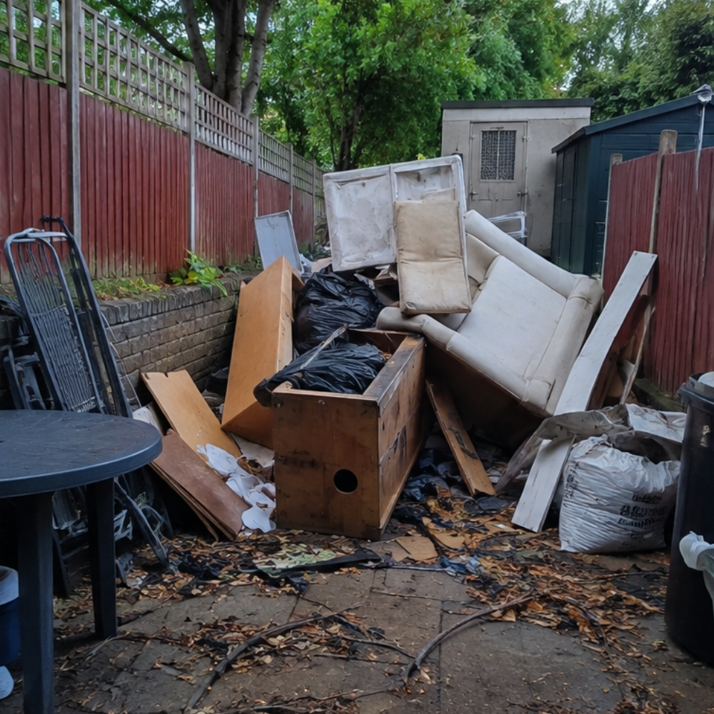 Garden before rubbish clearance