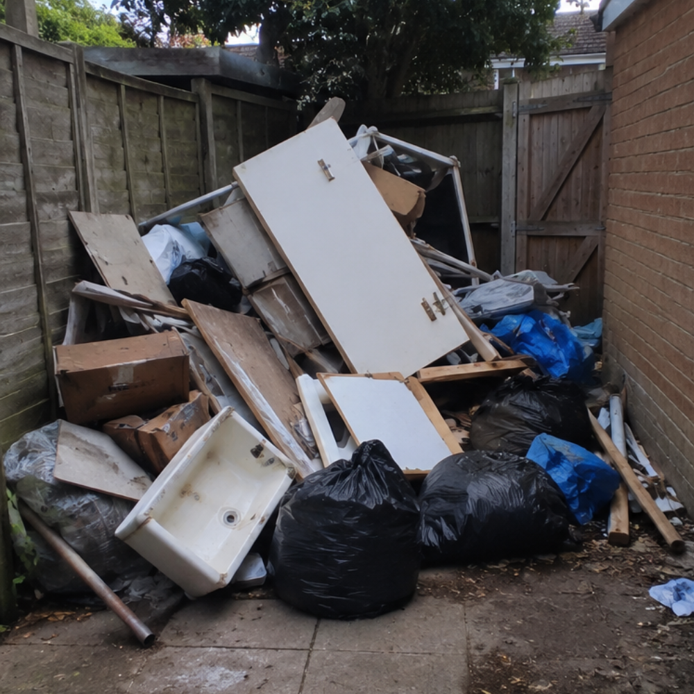 Garden before rubbish clearance
