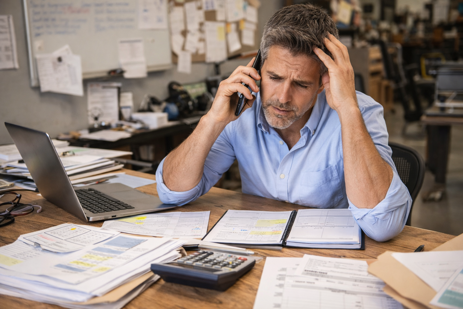 Business Owner Juggling Multiple Tasks