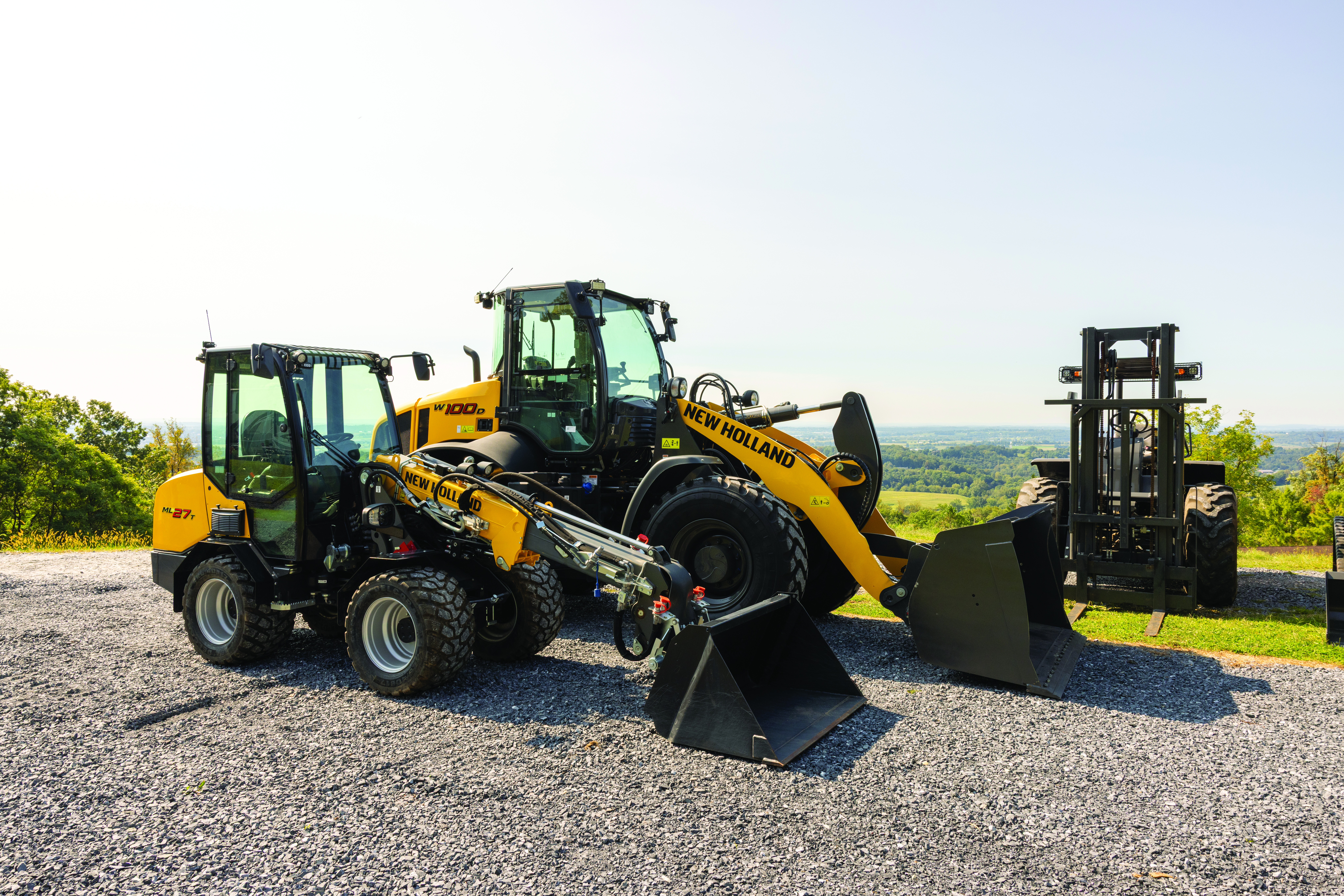 New Holland compact wheel loader handling material on a jobsite
