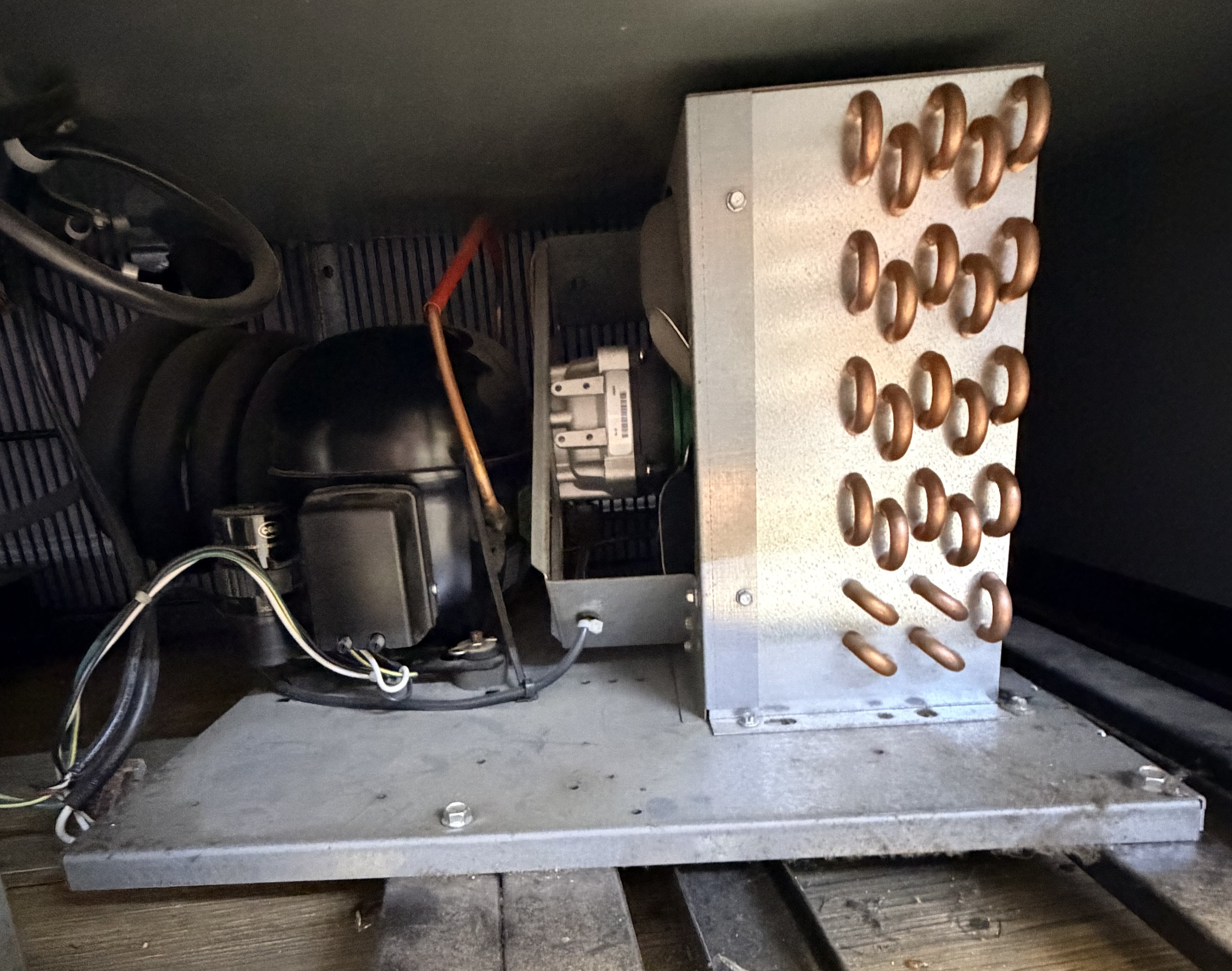 Failed compressor inside True GDM-49 commercial cooler — open winding diagnosed by S.I. Service Group, Tupelo MS refrigeration repair