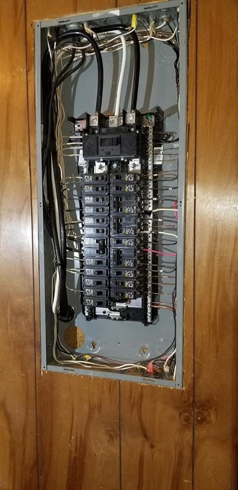 Square D 200-amp residential breaker panel — licensed panel upgrade and electrical service by S.I. Service Group, Tupelo MS