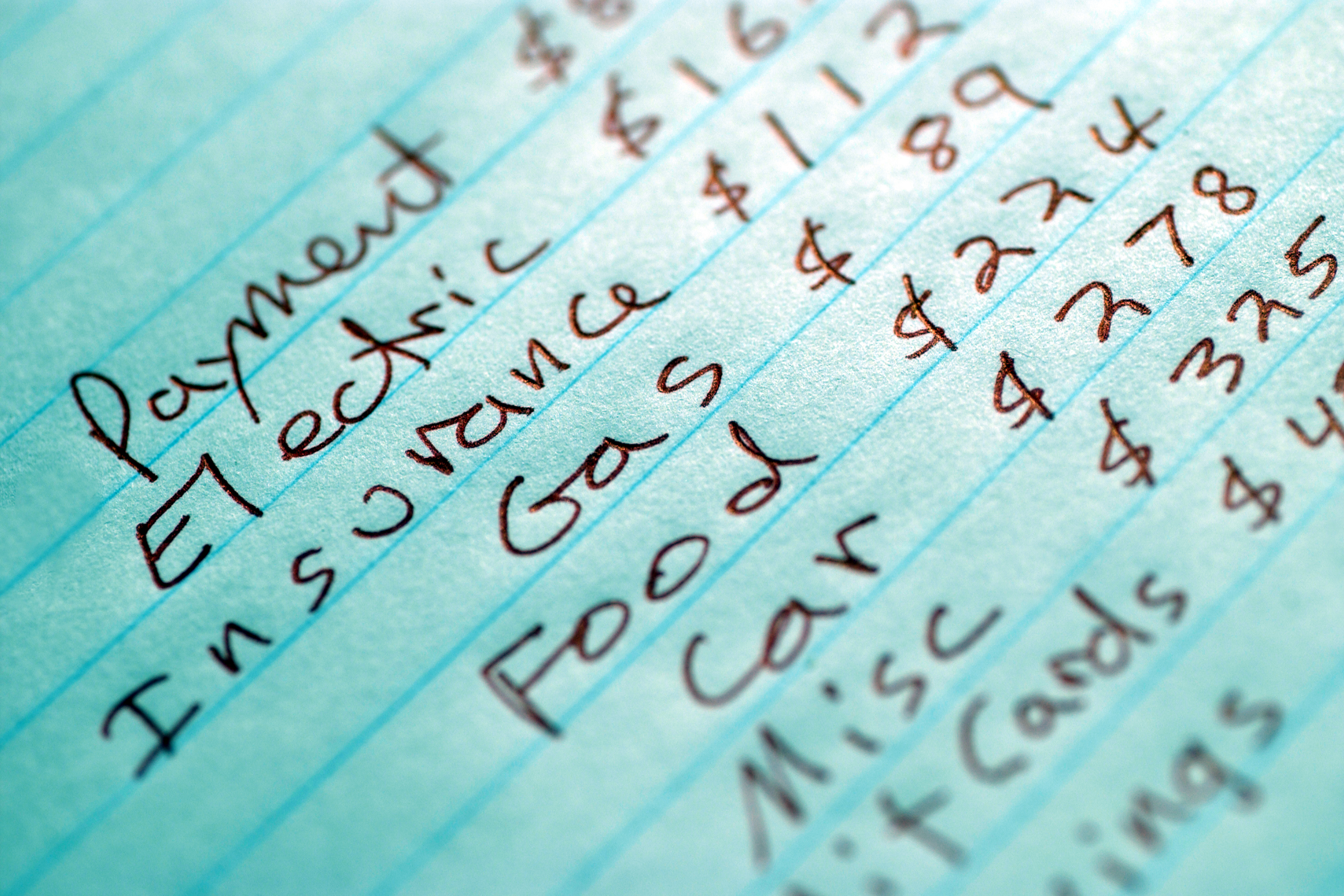 Hand written Budget