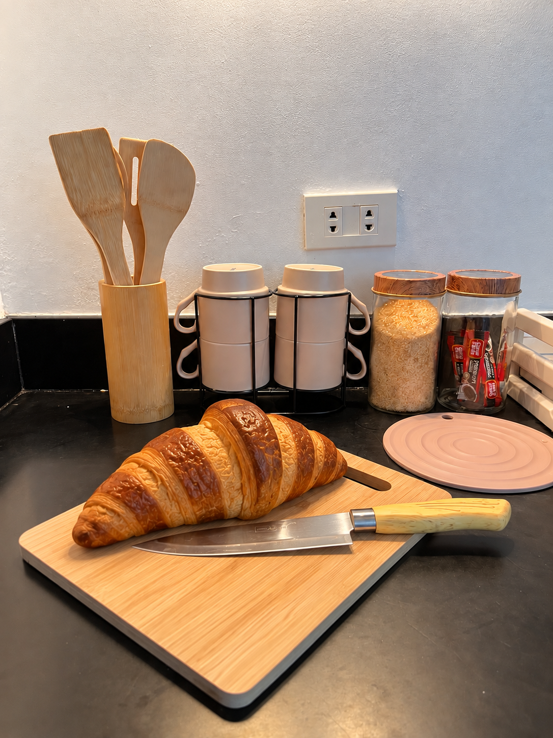 Casa Tresoria kitchen counter with breakfast essentials