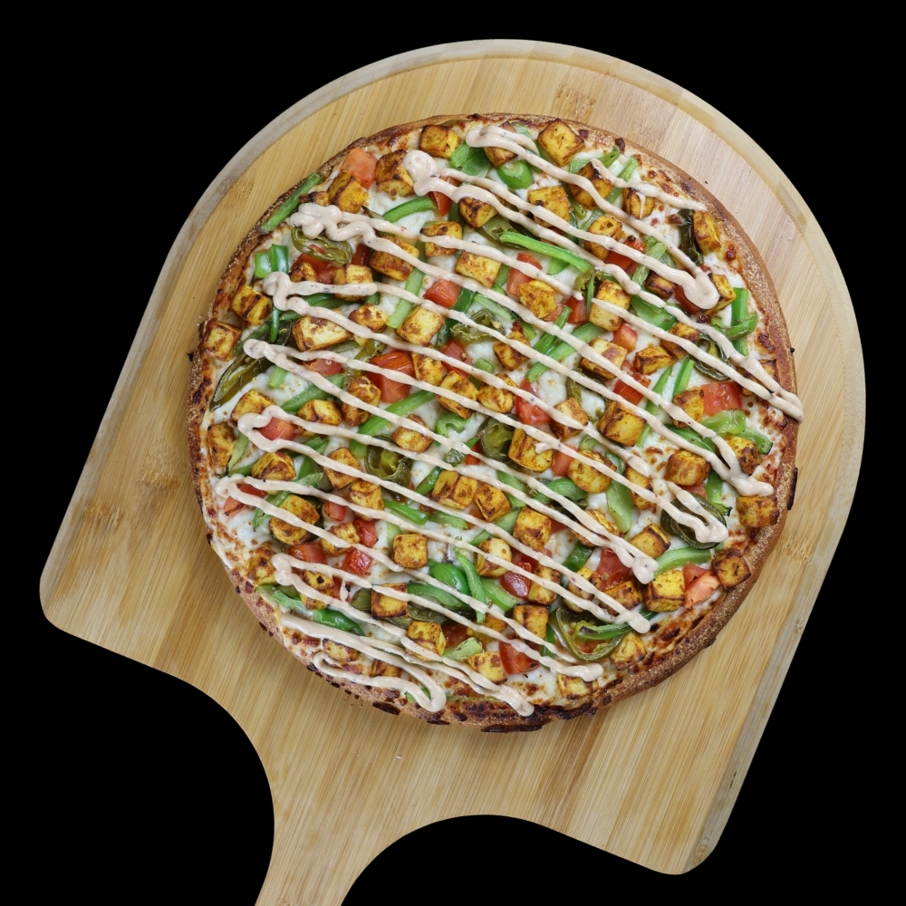 Paneer Pizza overhead view
