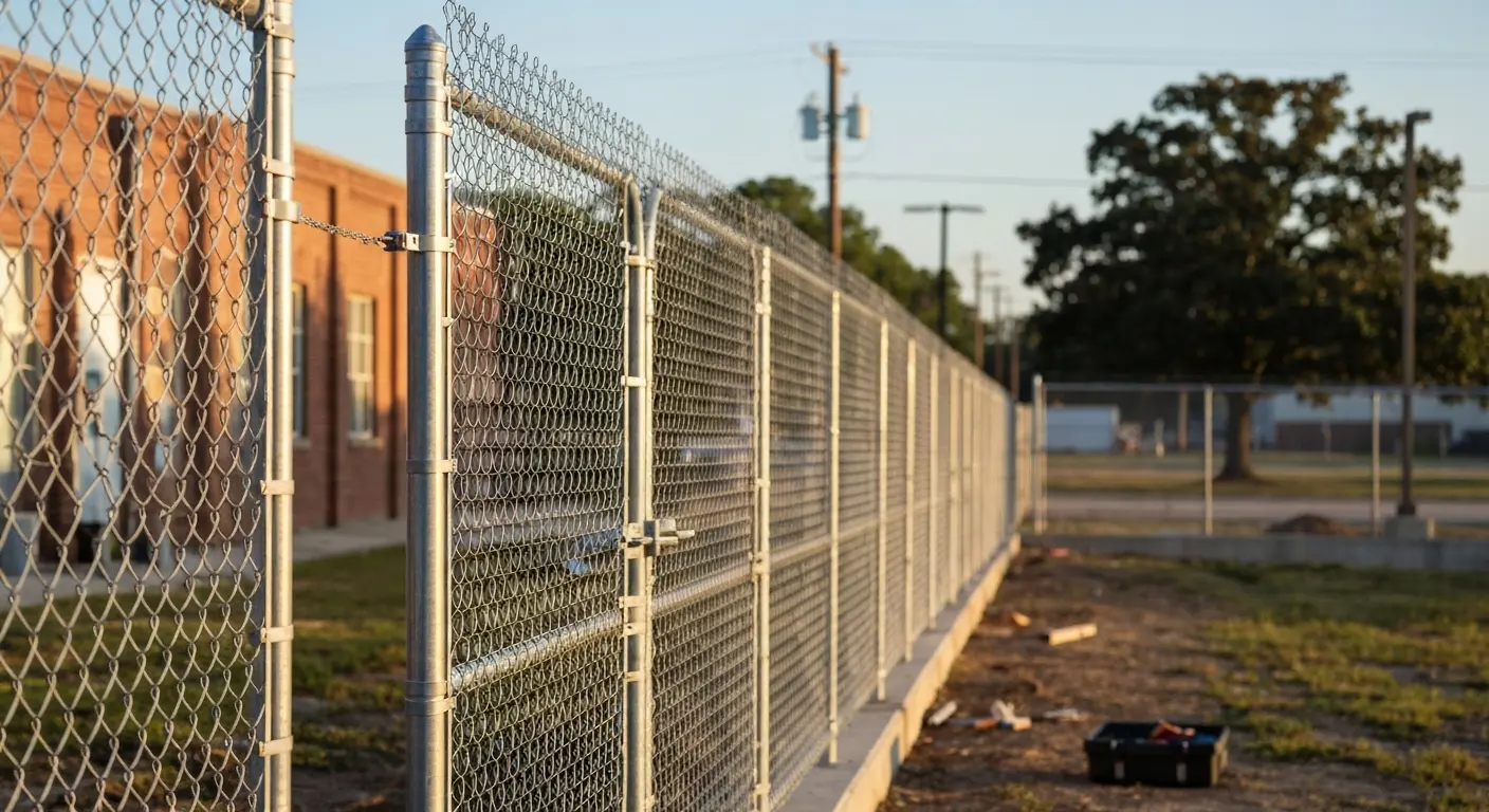Commercial chain link fence perimeter
