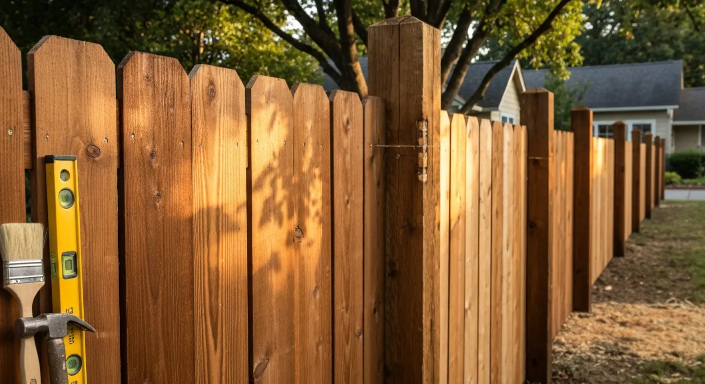 Wood fence repair project in Lafayette