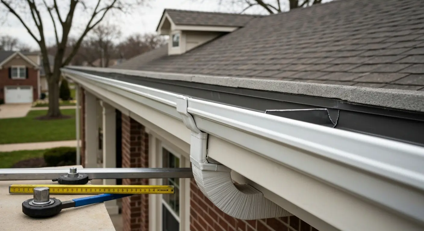 Seamless gutter installation on Lafayette home