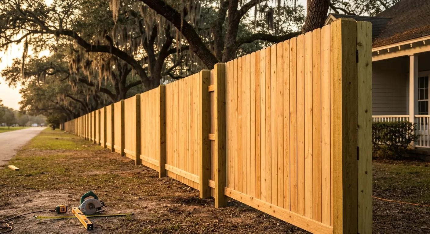 Wood fence installation in Lafayette