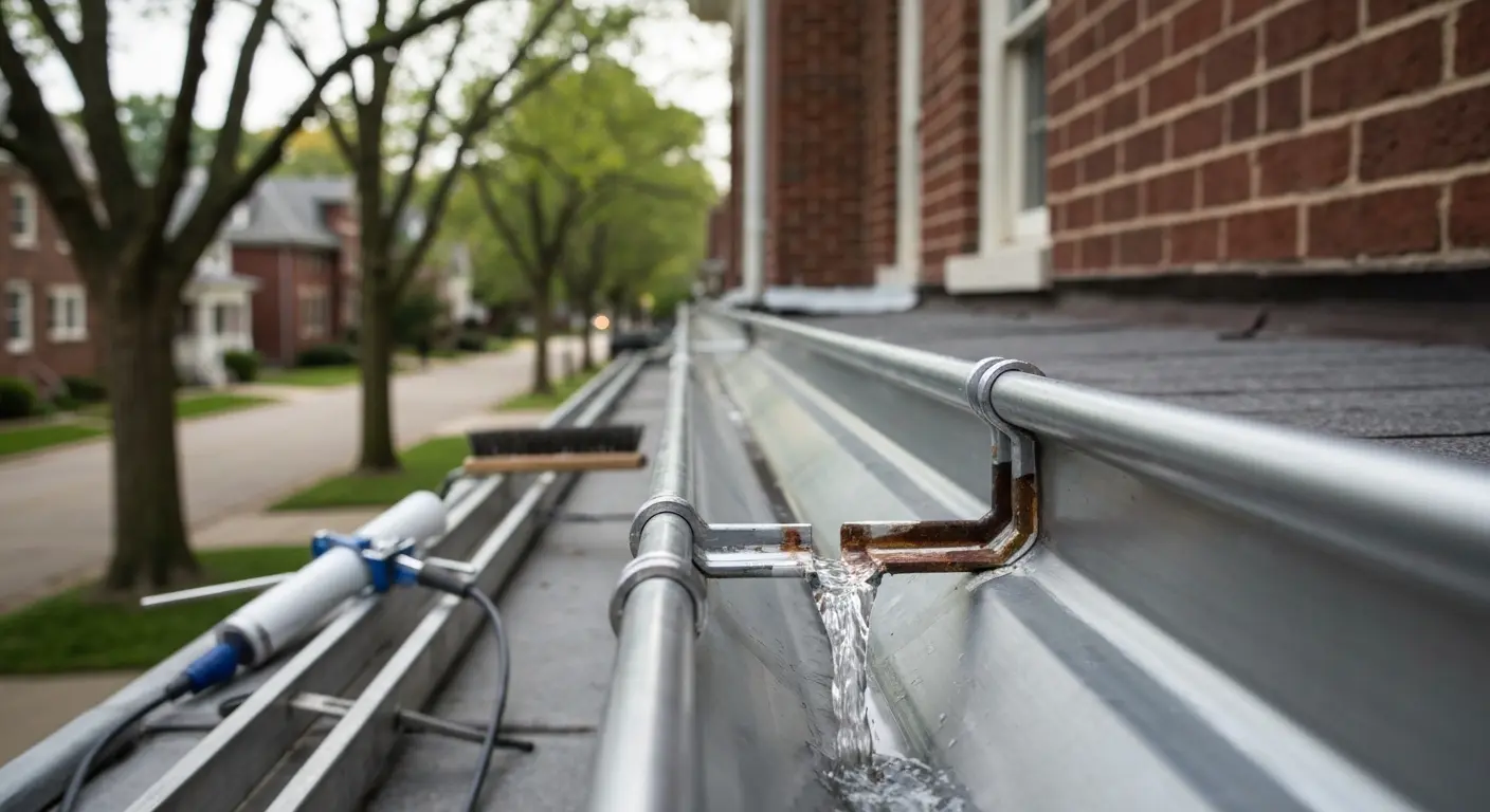 Gutter repair close-up