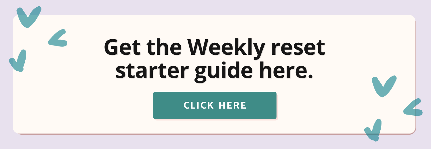 banner with the weekly reset sign up listed on it 