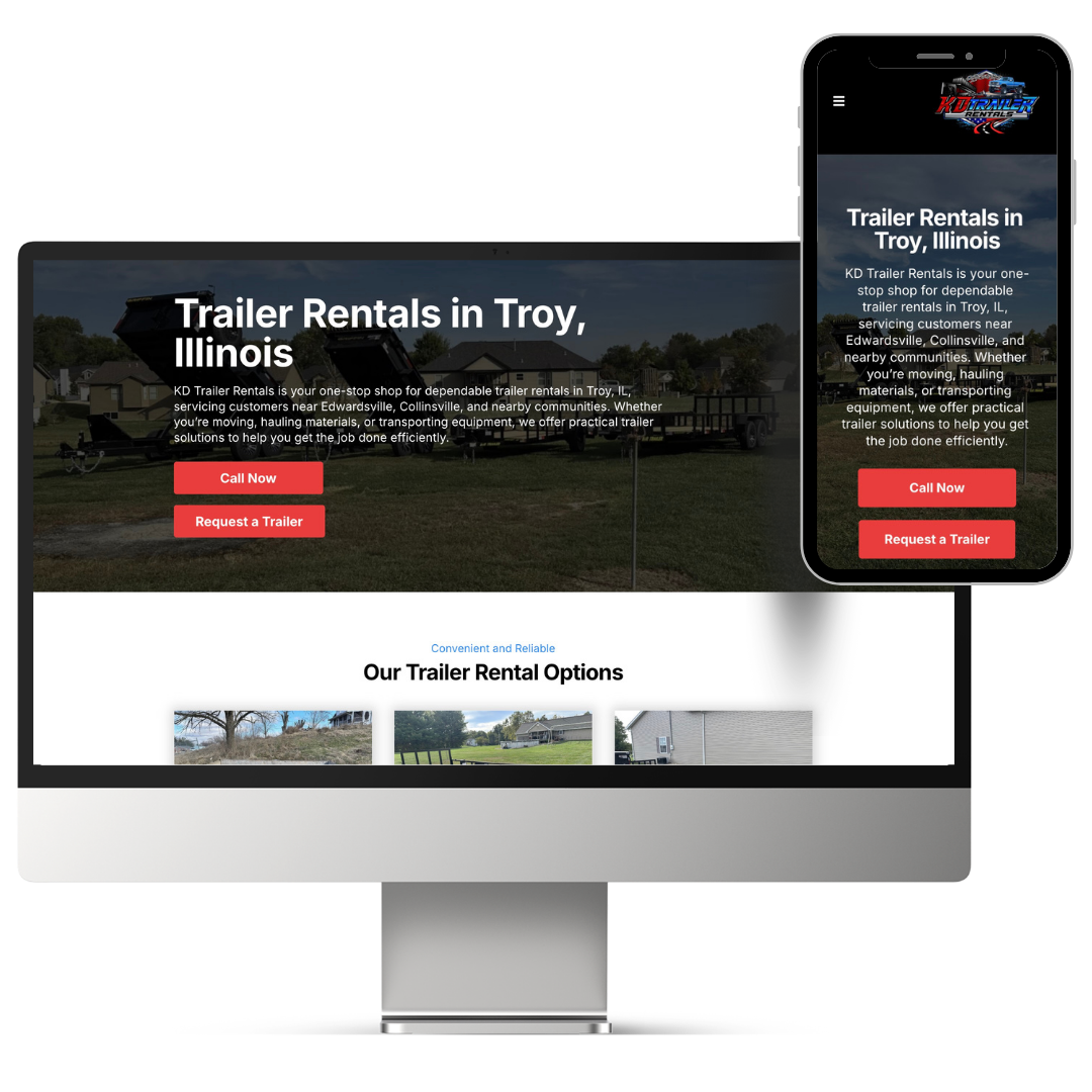 KD Trailer Rentals Website Mockup