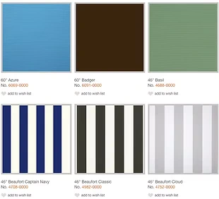 Sunbrella performance fabrics