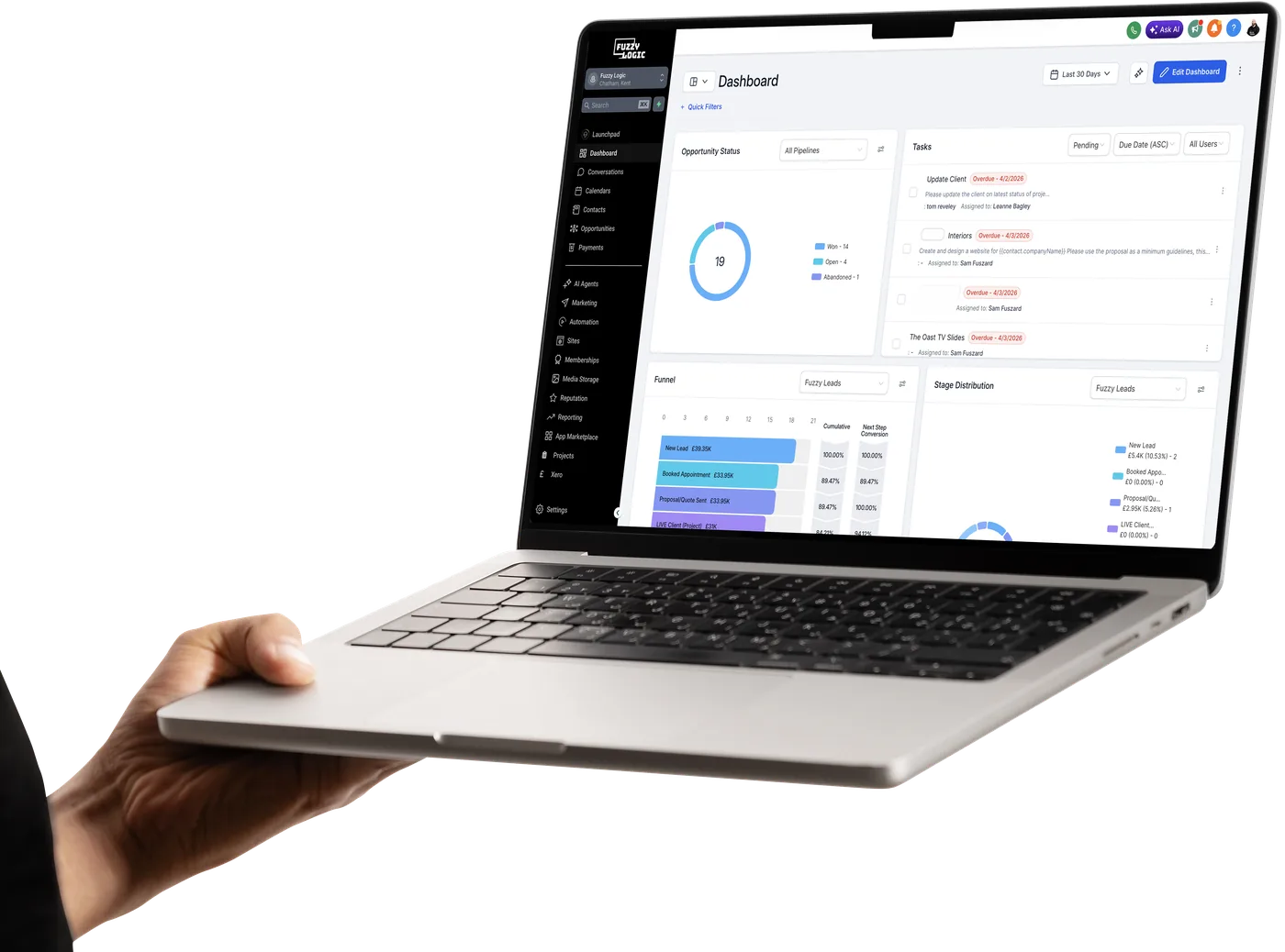 The Fuzzy Logic dashboard on a laptop