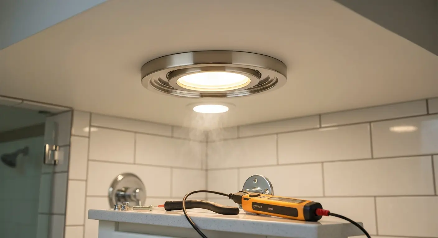 Wet-rated shower light installation