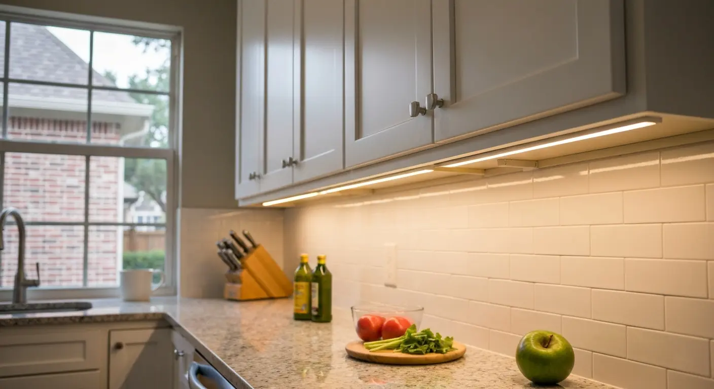 Under-cabinet LED task lighting installation