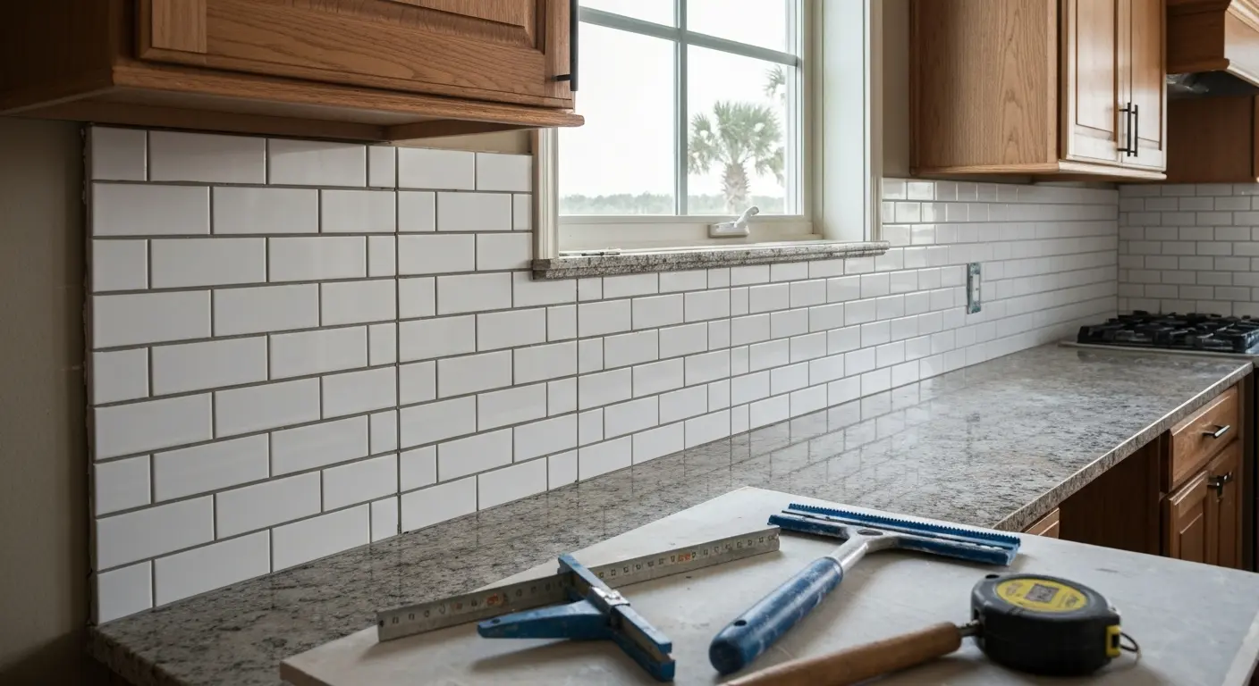 Tile backsplash installation
