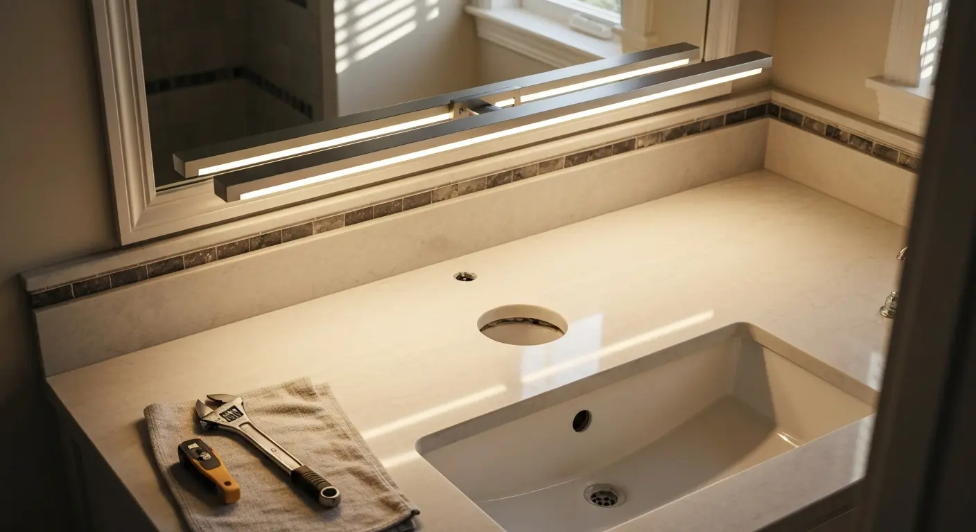 Overhead vanity bar installation