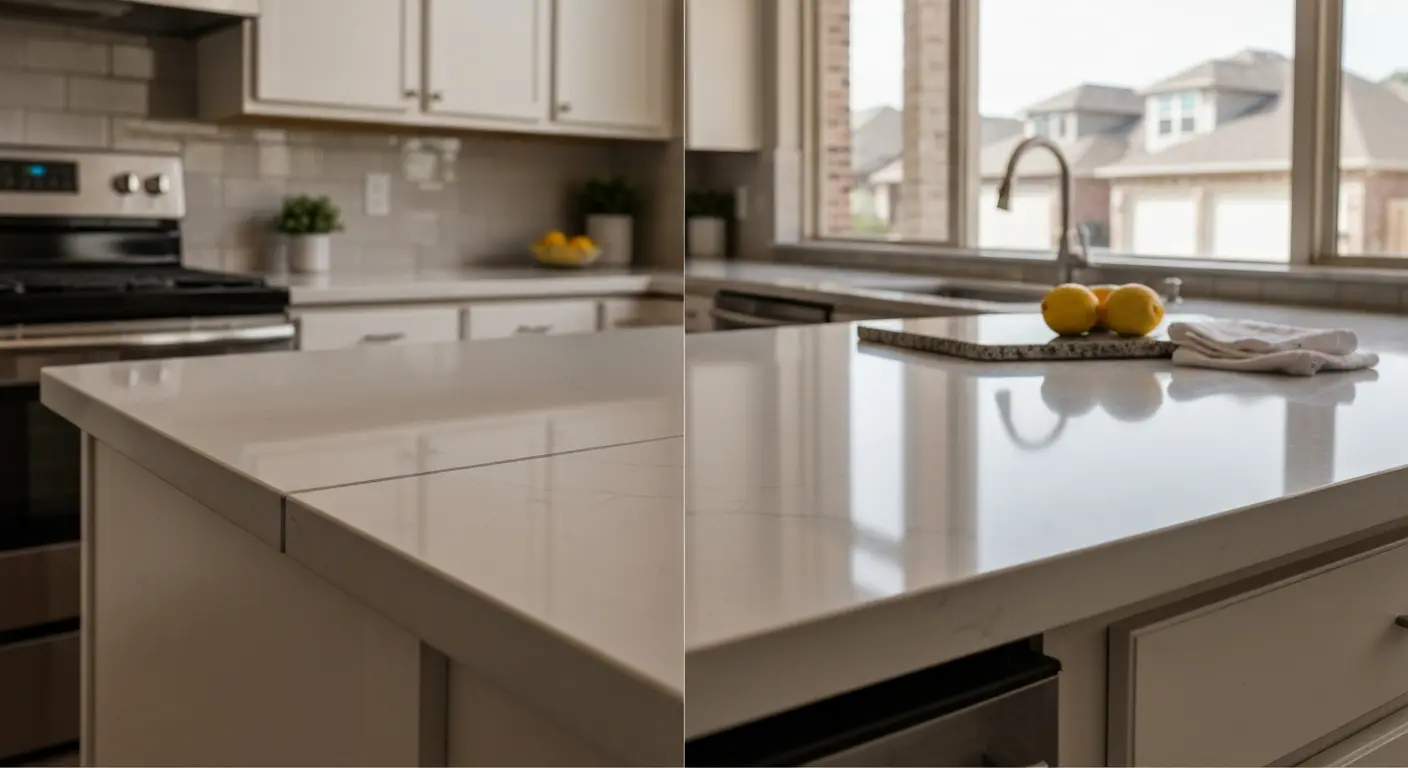 Quartz countertop installation