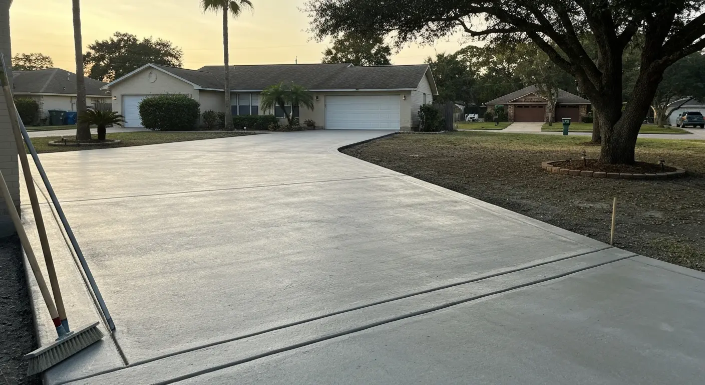 Finished concrete driveway