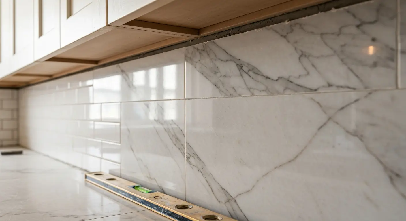 Natural stone backsplash