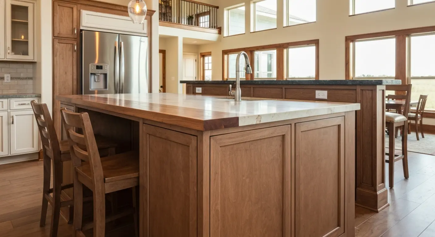Custom kitchen island cabinetry and countertop