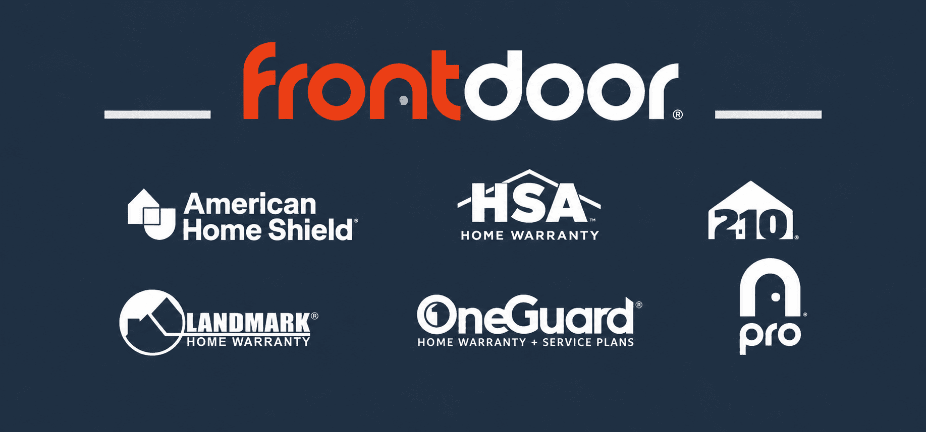 Home warranty companies partnered with I.C.E. Service Group, including Frontdoor, American Home Shield, HSA, 2-10, Landmark, OneGuard and Pro