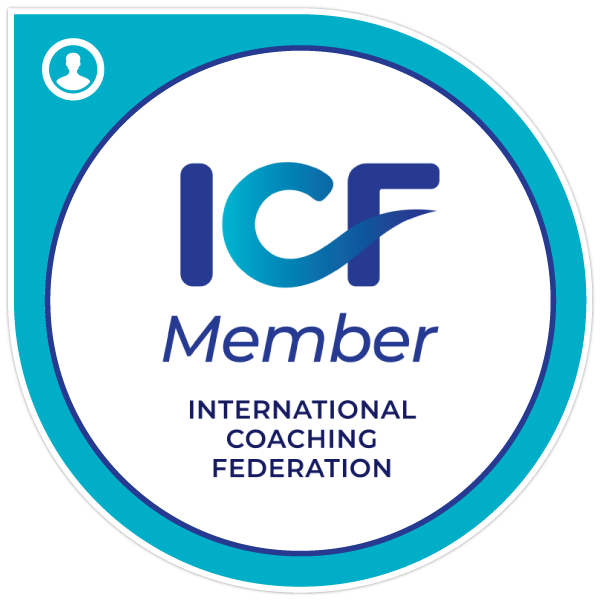 Logo stating 'ICF member' International Coaching Federation