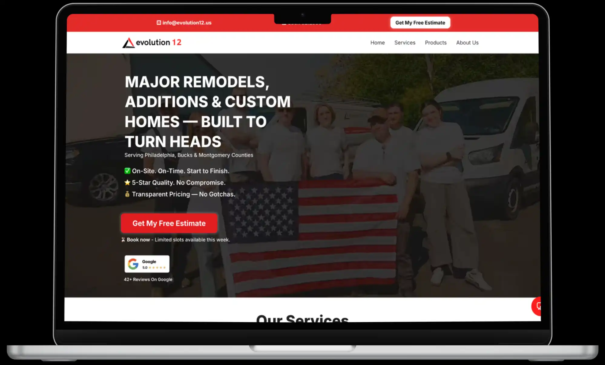 Evolution 12 General Contractor Website made by Cornerstone Screenshot