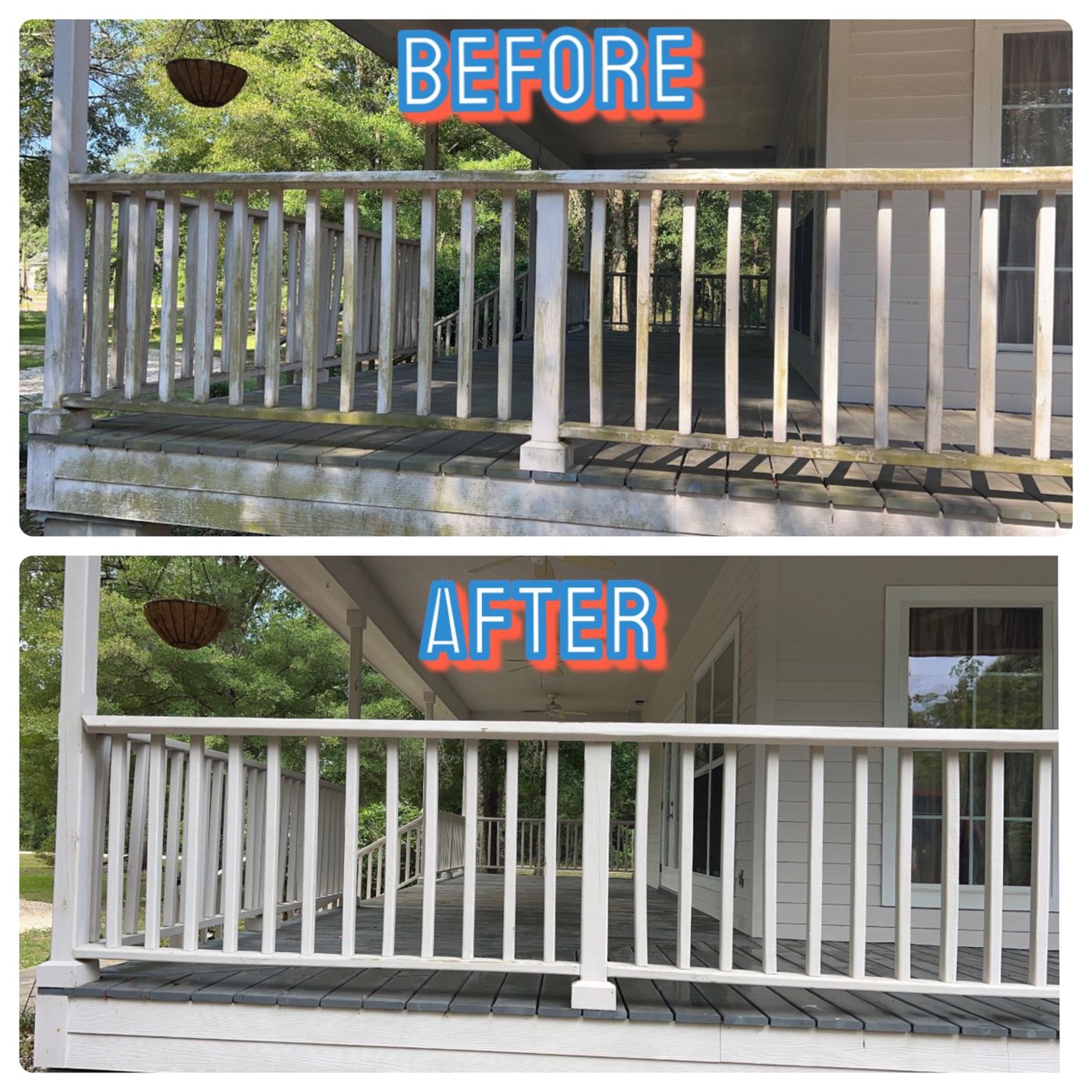 Porch & Rail Wash — Bayou Bright before and after