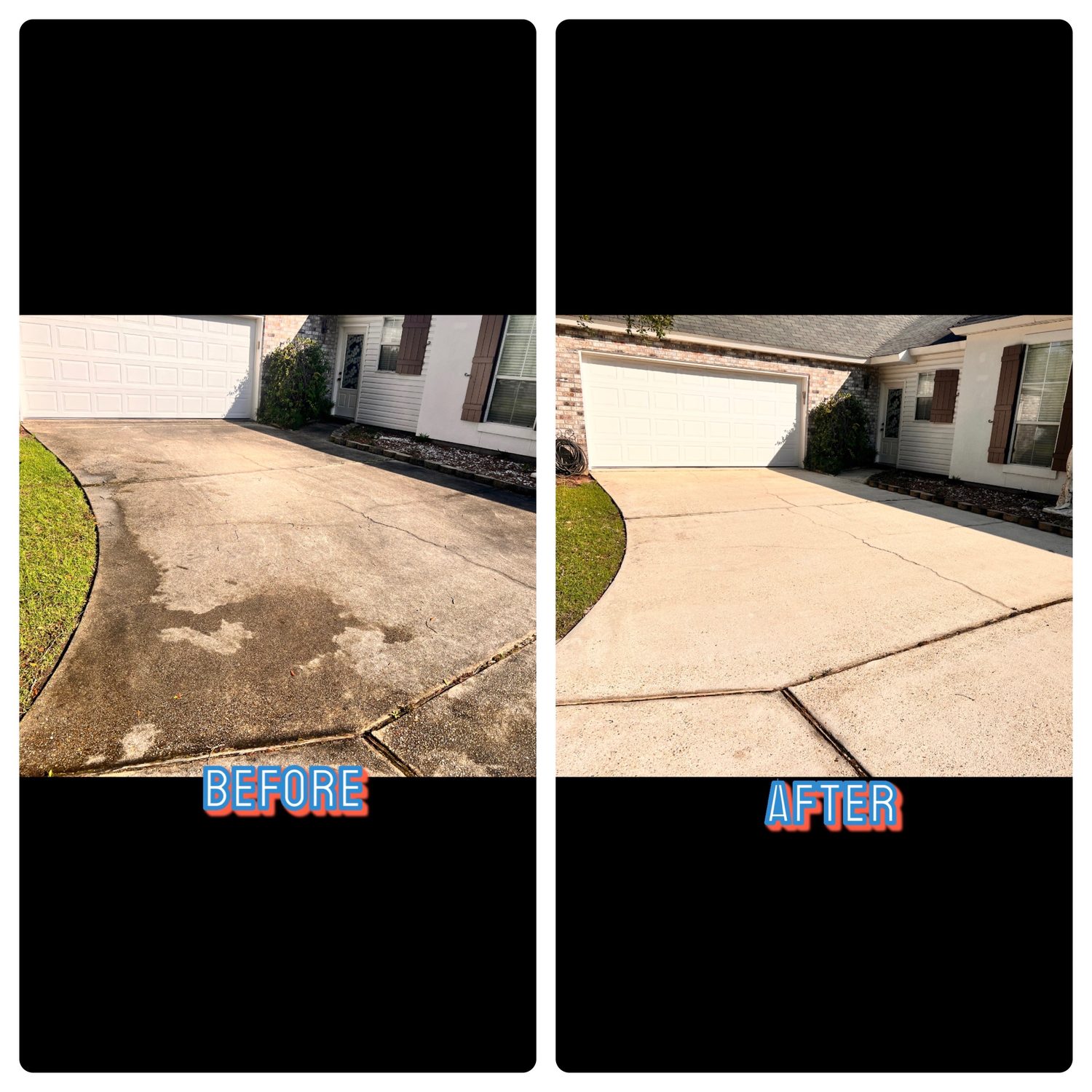 Driveway Cleaning — Bayou Bright before and after