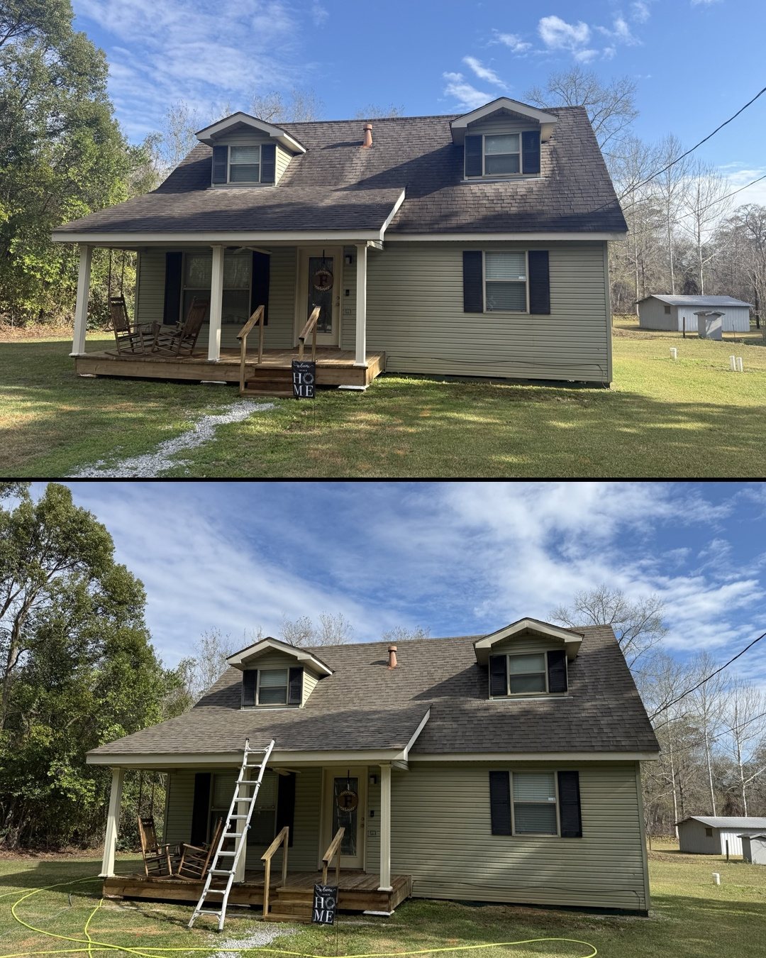 Whole-House Wash — Bayou Bright before and after
