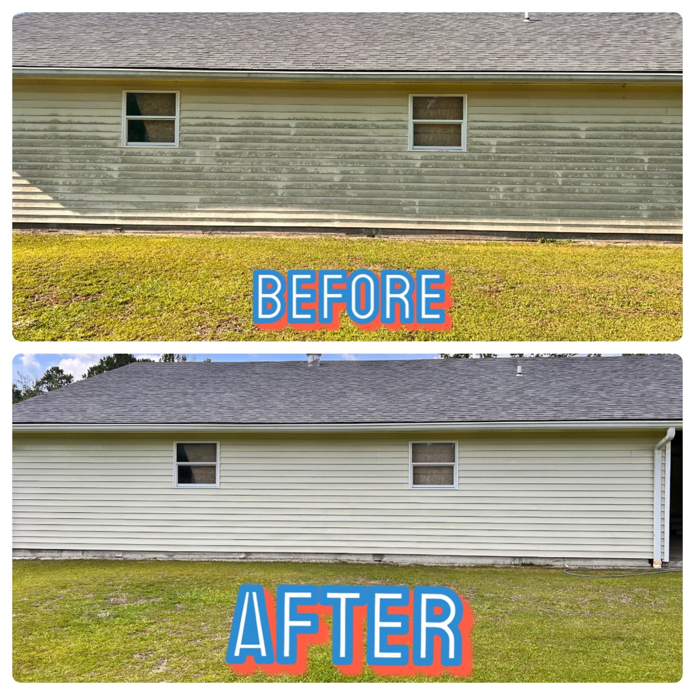 House & Roof Wash — Bayou Bright before and after